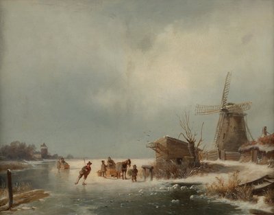Winterlandschaft mit Eisläufern von Andreas Schelfhout