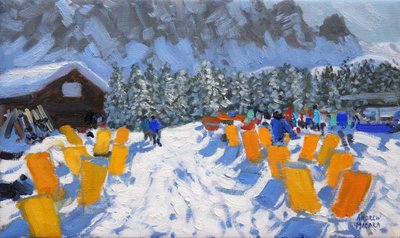 Café und Liegestühle, Selva Gardena, Italien, 2016 von Andrew Macara