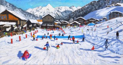 Kinder rodeln, Les Gets, Frankreich von Andrew Macara