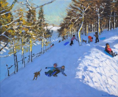 Familienrodeln, Youlgreave, Derbyshire von Andrew Macara