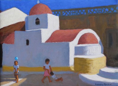 Spielen bei der Kirche, Karpathos, Griechische Inseln von Andrew Macara