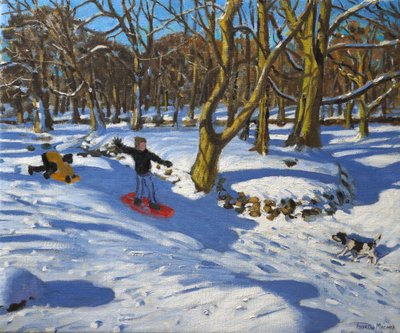Roter Schlitten, Lomberdale Hall, Derbyshire, 2014 von Andrew Macara