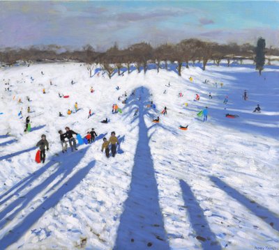 Schlittenfahren, Wollaton Park, 2017 von Andrew Macara