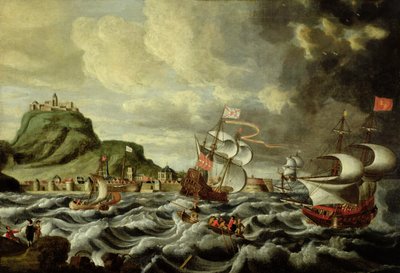 Eine Hafenszene, möglicherweise Genua von Andries van Eertvelt