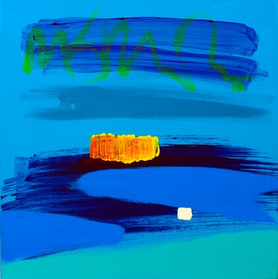 Orange und Mitternachtsblau von Angie Kenber