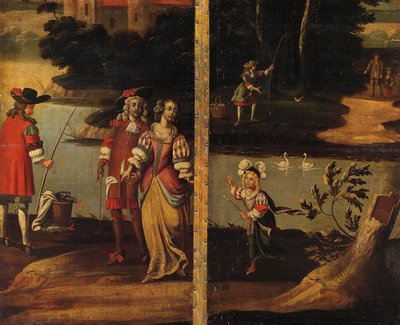 Vierfacher doppelseitiger Bildschirm, ca. 1700 von Anglo Flemish School