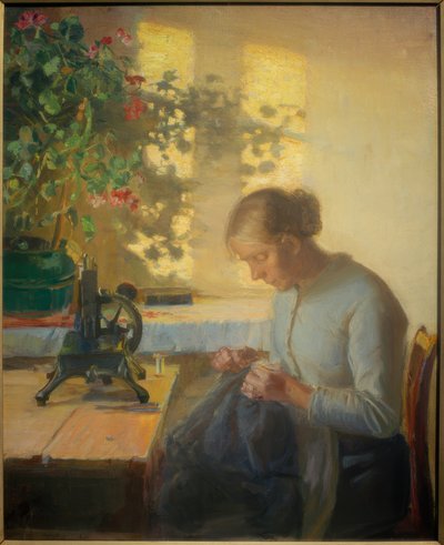 Nähende Fischerstochter von Anna Ancher