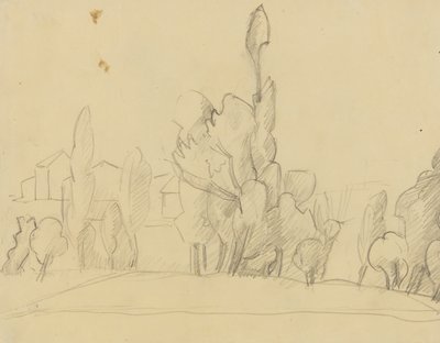 Baumlandschaft mit Häusern von Anny Dollschein