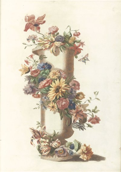 Zylindrische Vase mit Blumenkranz von Anonymous