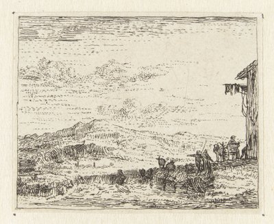Italianisierende Landschaft mit Wagen bei einer Herberge von Anonymous