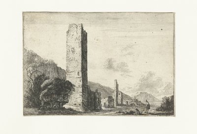 Landschaft mit quadratischem Turm von Anonymous