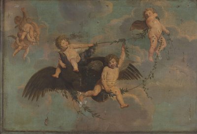 Putti mit einem Adler auf Wolken von Anonymous