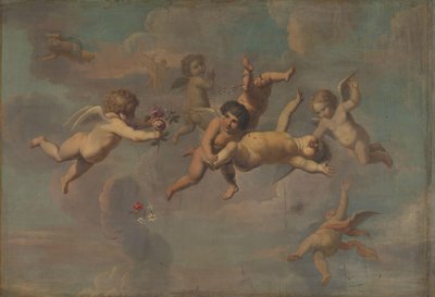 Tummelnde Putti mit Blumen von Anonymous