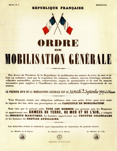 Mobilmachungsbefehl in Frankreich am 02. September von Anonymous Anonymous