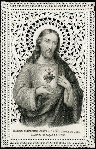 Andachtsbild: Jesus mit heiligem Herzen (Gravur) von Anonymous Anonymous