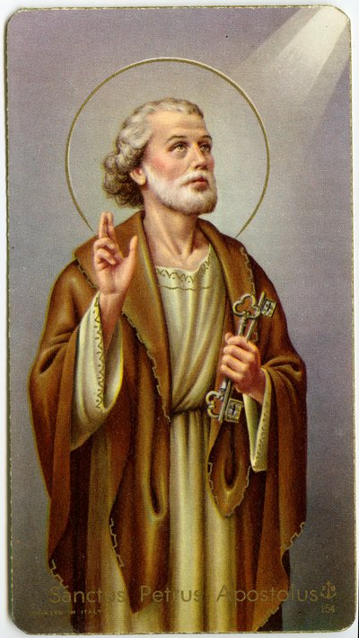 Andachtsbild: Der Apostel St. Peter (Chromolithographie) von Anonymous Anonymous