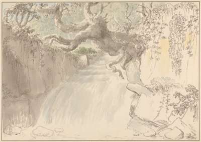 Wasserfall und Baumstamm von Anthony Devis