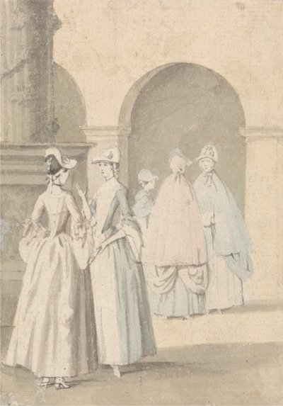 Damen neben einer Säule und Arkade von Anthony Highmore