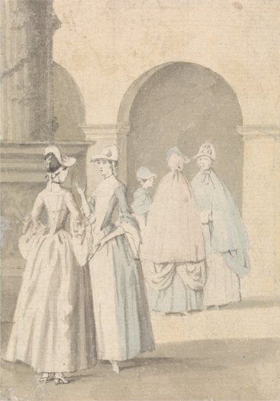 Damen neben einer Säule und Arkade von Anthony Highmore