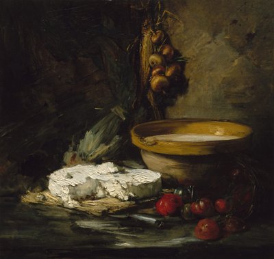 Stillleben mit Käse, wahrscheinlich späte 1870er Jahre von Antoine Vollon