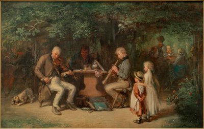 Musikanten im Wirtshausgarten von Anton Burger