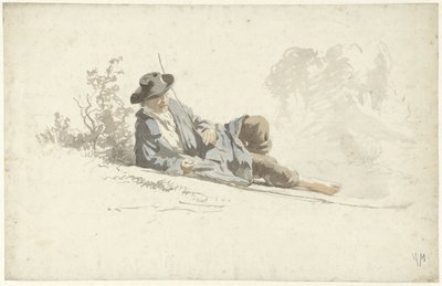 Auf dem Boden liegender, ruhender Mann von Anton Mauve