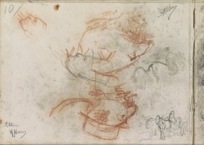 Pferd und Wagen und Männerköpfe von Anton Mauve