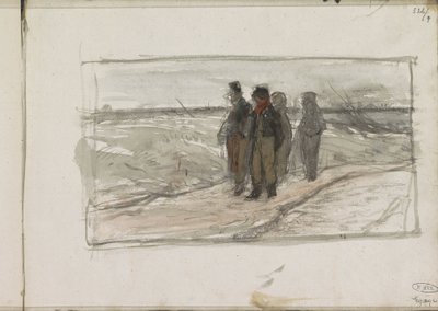 Vier Männer auf einem Pfad von Anton Mauve