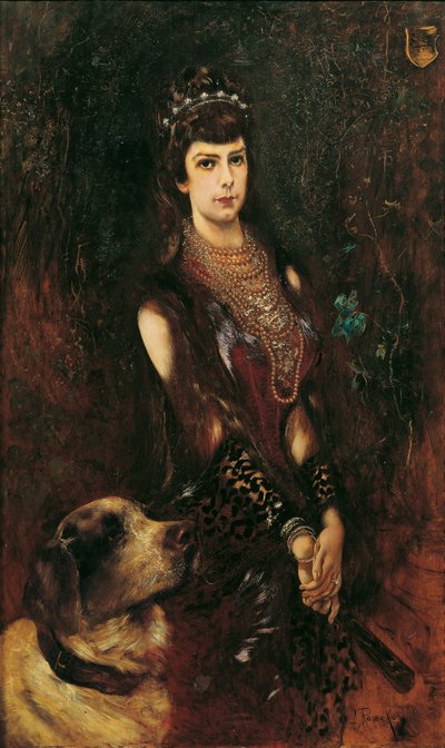 Kaiserin Elisabeth mit Bernhardinerhund von Anton Romako