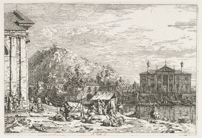 Ansichten: Eine Stadt jenseits eines Flusses von Antonio Canaletto