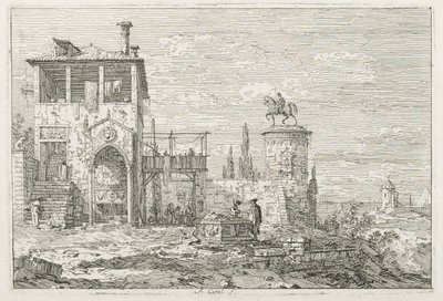 Ansichten: Das Reiterdenkmal, 1735-1746 von Giovanni Antonio Canal