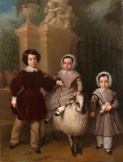Kinder spielen mit einem Widder von Antonio Mª Esquivel