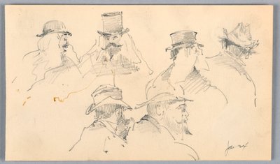 Skizzen von Männerköpfen von Arnold William Brunner