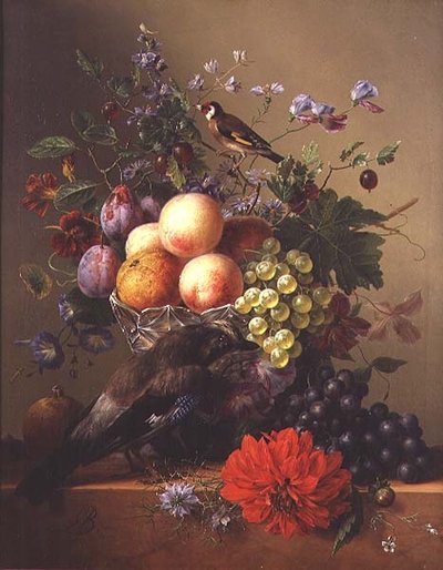 Stillleben mit Obst und Blumen von Arnoldus Bloemers