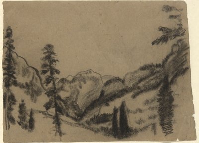 Berglandschaft mit Tannen von Arthur B. Davies