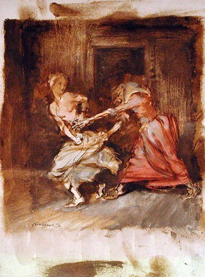 Studie für eine Hexe und ein Mädchen von Arthur Rackham