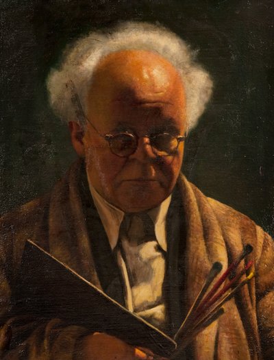 Selbstporträt mit Palette und Pinseln von Arthur Segal