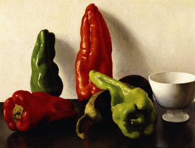 Stillleben mit roten und grünen Paprikas von Arthur Segal