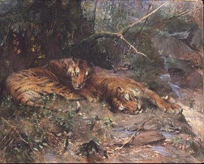 Tiger ruhen an einem Bach von Arthur Wardle