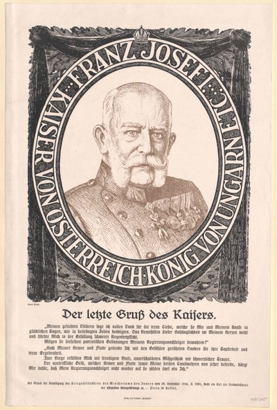 Kaiser von Österreich Franz Joseph I von Artist Unknown