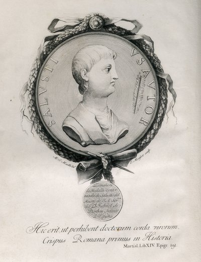 Sallust (86-35 v. Chr.). Römischer Historiker. Gravur. von Artist Unknown