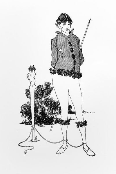 Selbstporträt an einen Hermenpfosten gebunden von Aubrey Beardsley