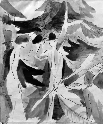 Leute auf der Straße am Wasser von August Macke