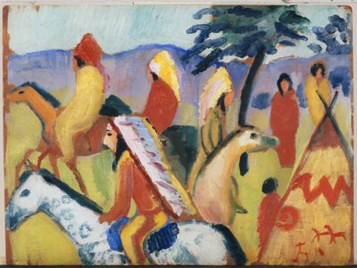 Reitende Indianer beim Zelt von August Macke
