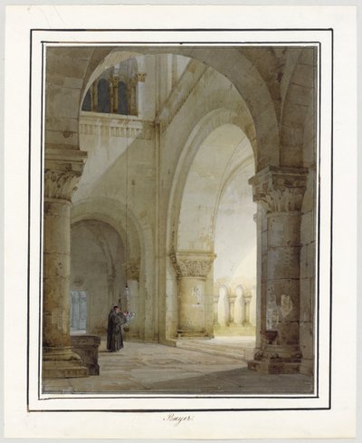 Interieur einer romanischen Kirche von August von Bayer