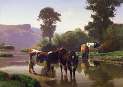 Rinder an einem See von Auguste Francois Bonheur