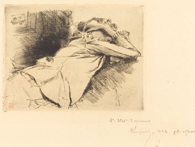 Liegende Frau schläft (Femme couchée sommeillant) von Auguste Lepere