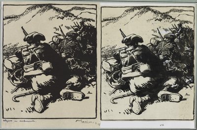 Alpenjäger im Hinterhalt von Auguste Louis Lepère
