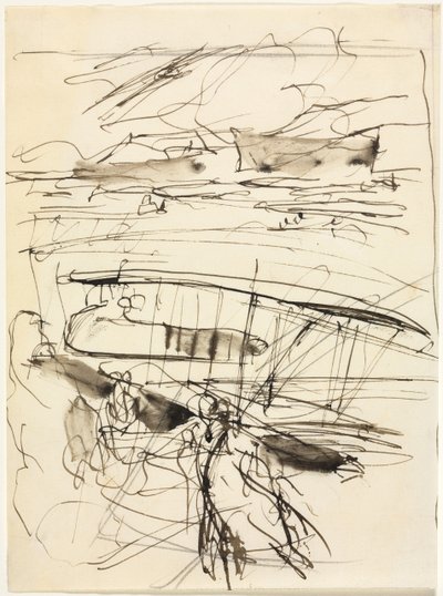 Flugzeuge ruhen auf dem Gelände (verso) von Auguste Louis Lepère