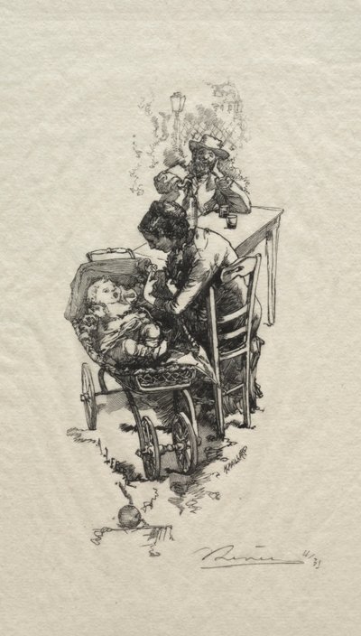 Die Frau an der Wiege von Auguste Louis Lepère